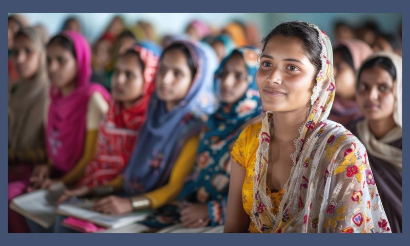 Young women seated on the floor.