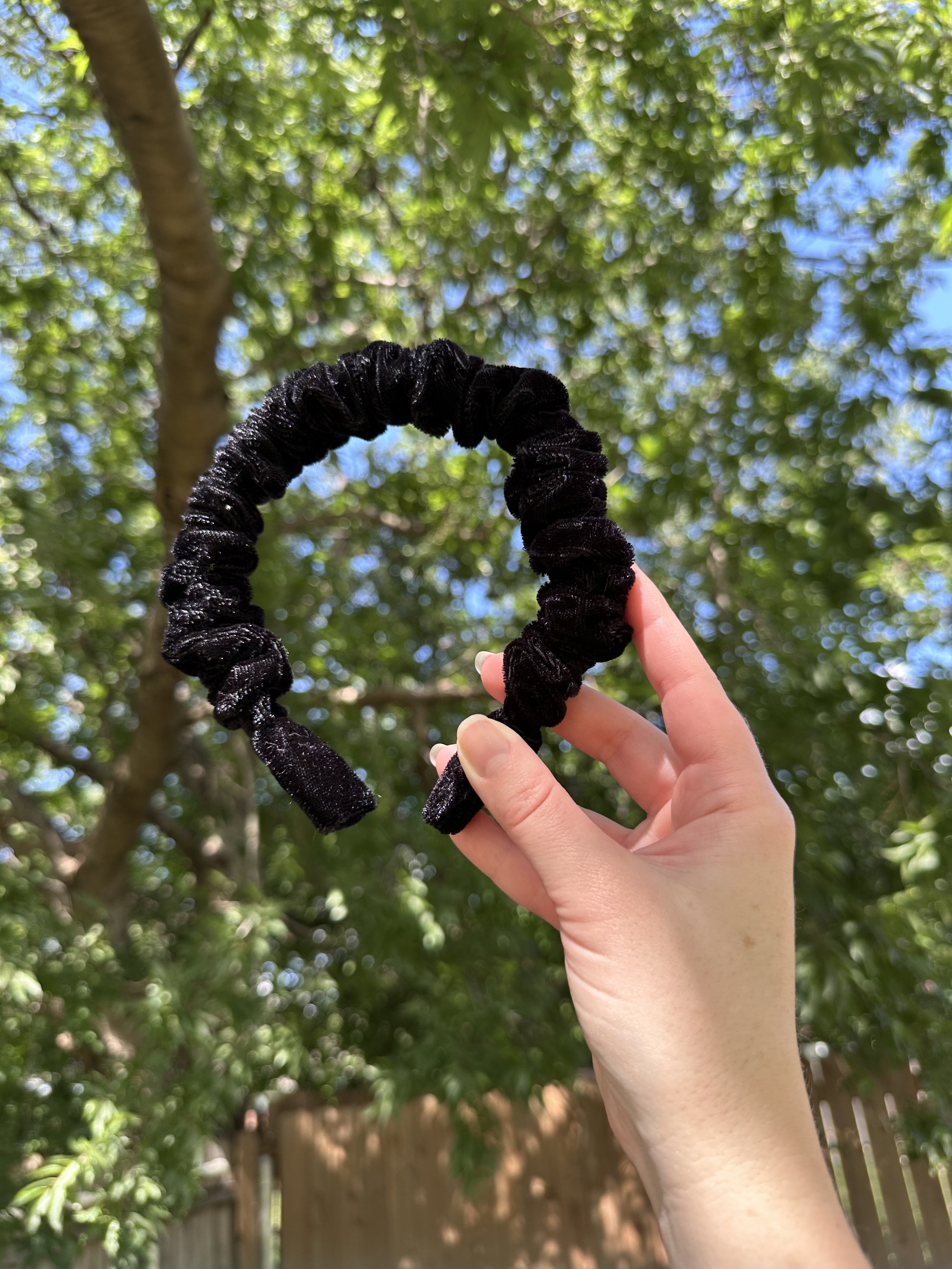 Classic black velvet headband handmade by HBT_FLW