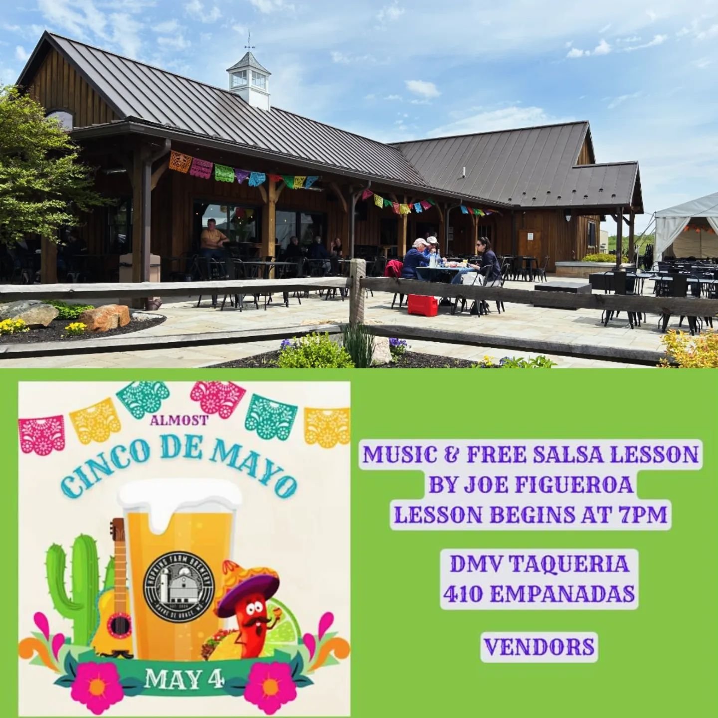 Who's excited for our Almost Cinco de Mayo Fiesta tomorrow, May 4th?! 

We'll have @dmv_taqueria and @410Empanadas food trucks, vendors, music, and free salsa lessons with Joe Figueroa (lesson begins at 7PM!)