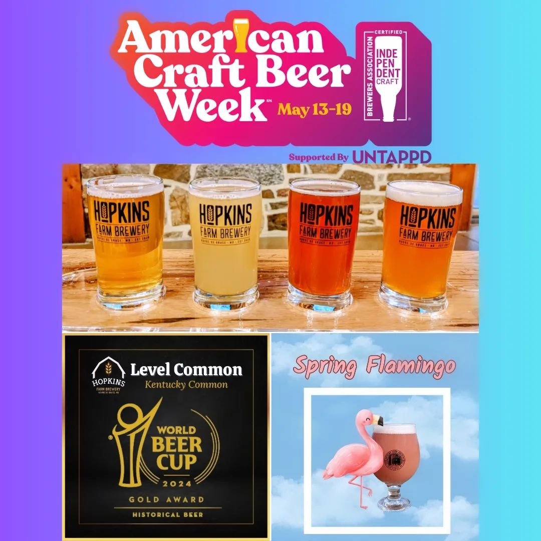 🍻We're kicking off American Craft Beer Week by tapping a fresh batch of our Gold Medal Winning Beer, Level Common!🏆

🦩We also just tapped Spring Flamingo Sour, brewed with strawberry, pineapple, and marshmallow!🍓🍍

📣Today and tomorrow, all flig