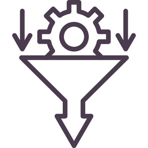 Symbol Trichter Zahnrad Engpass