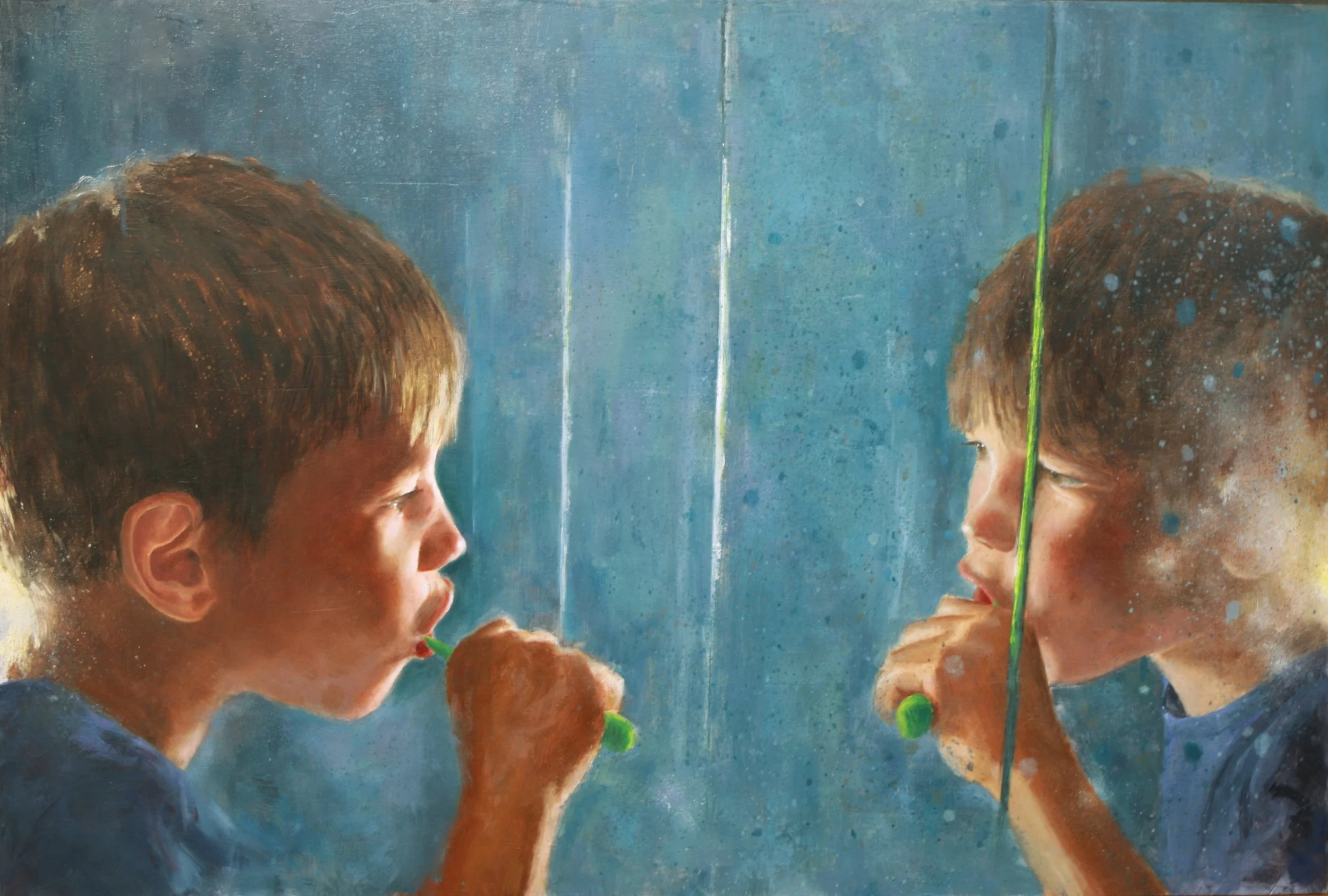 Andrej Lešnik, "Nikolas Brushing", Oil Paint, 75x50cm, INSTAGRAM: andrejpaint