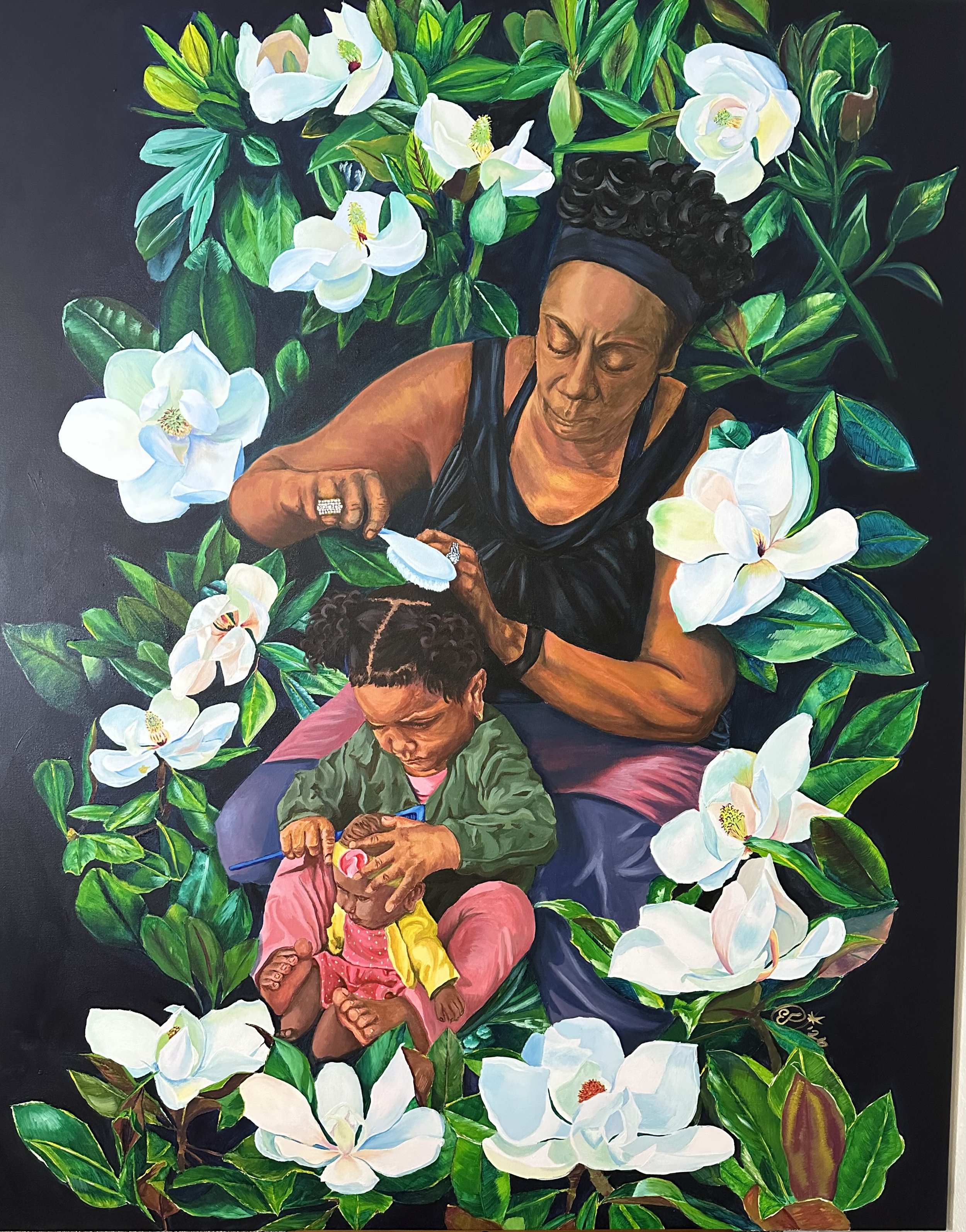 Erica Faison-Allen, "Generations", Acrylic, 48x60 inches, INSTAGRAM: Art_of_Erica