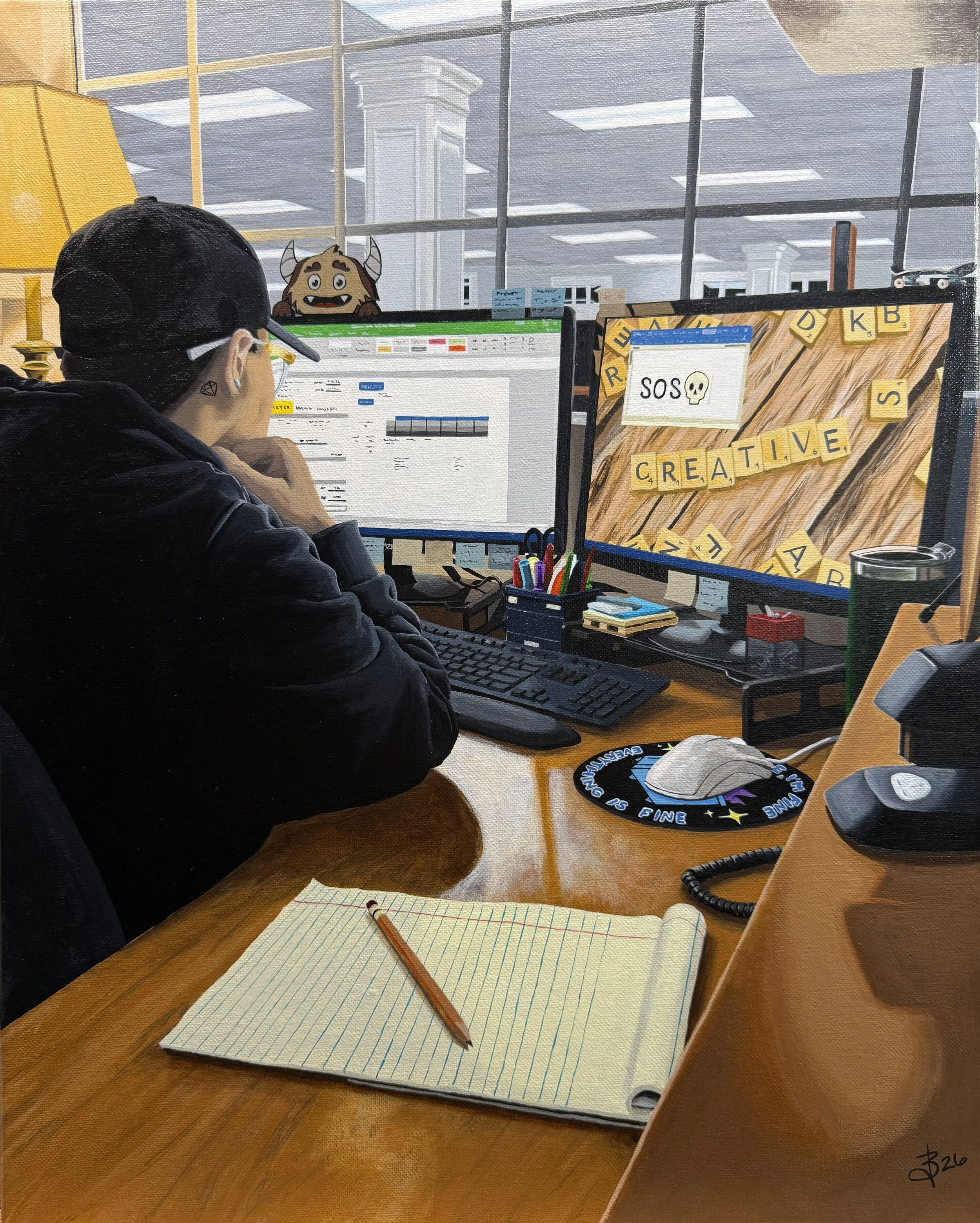 Devin Blazer, "Working for Art Supplies", Acrylic, 16x20 Inches, INSTAGRAM: blazer_artistry