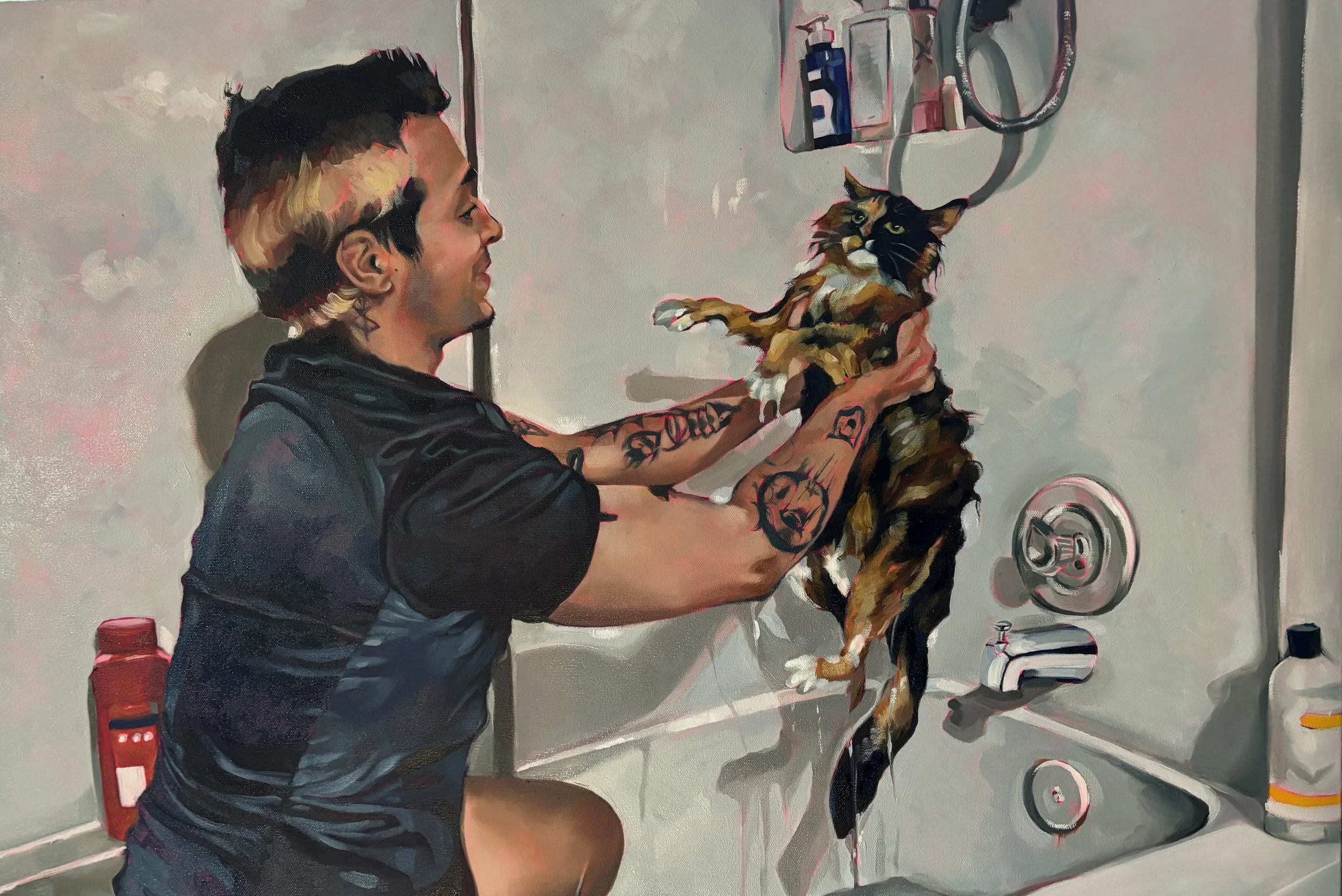 Juno Hannah, "Breaking Bath", Oil Paint, 24x36 Inches, INSTAGRAM: What_juno_bout_me2006