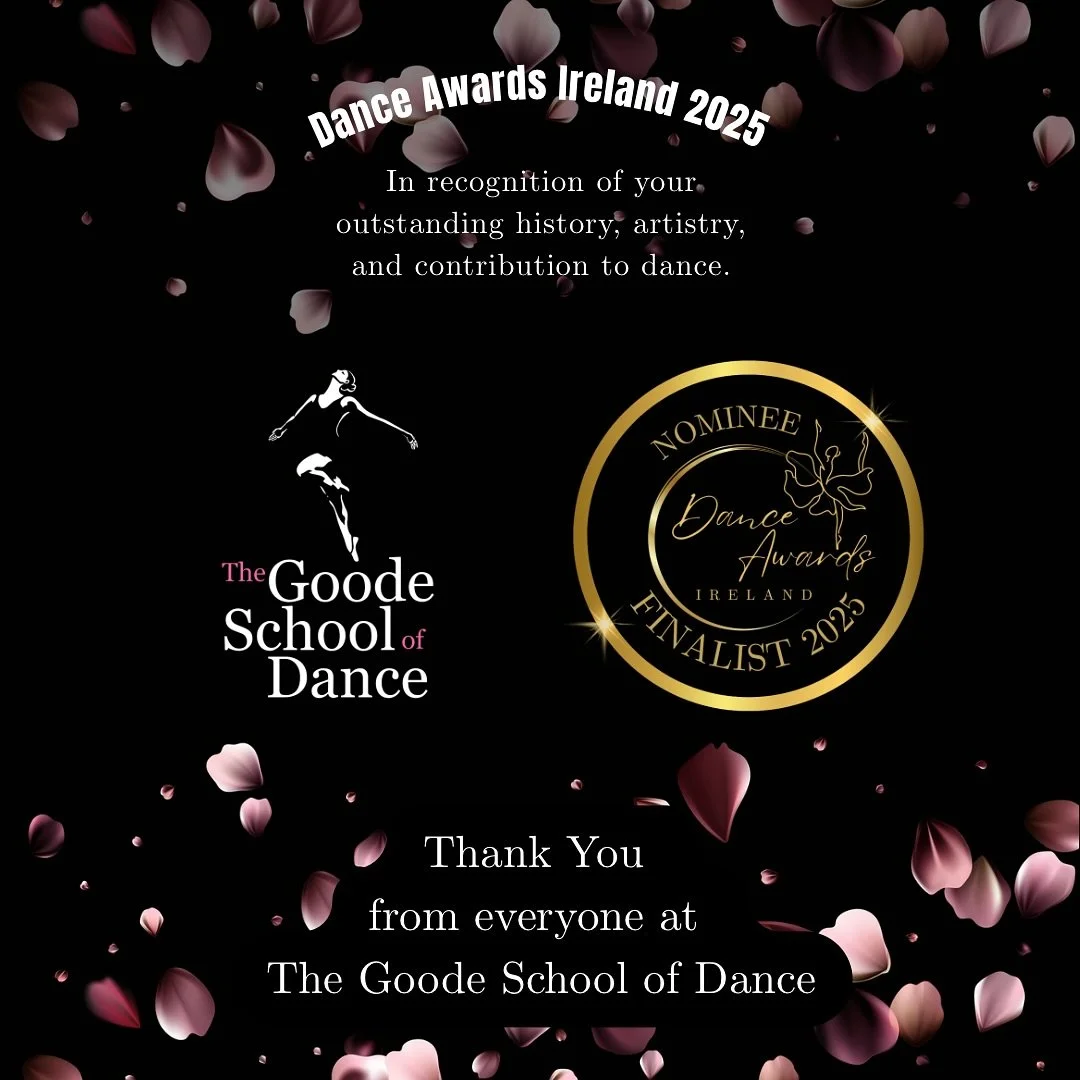 ✨ We are beyond honoured! ✨

The Goode School of Dance has officially been named a Dance Awards Ireland&reg; 2025 Finalist 🎉 &mdash; a recognition of our history, artistry, and lasting impact on dance since 1989.

🏆 Cultural Legacy &amp; Heritage A