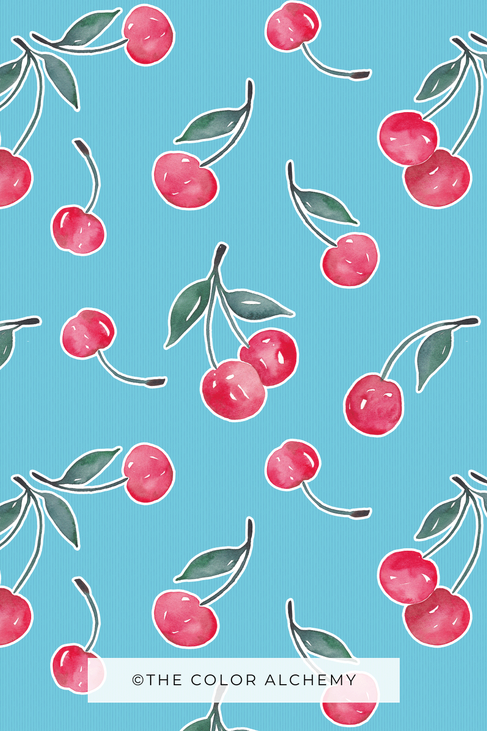 Cherries on Sky Blue