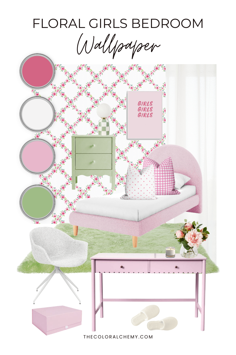 Pink Floral Wallpaper for a Charming Girl's Bedroom