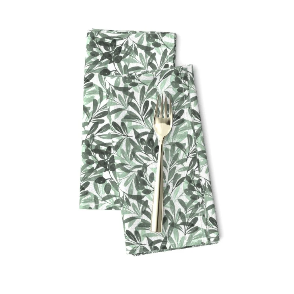 Dinner Napkins - Olive Twig - Forest Green 