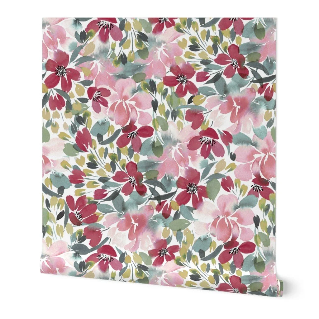 Full Bloom-Crimson & Sage Green