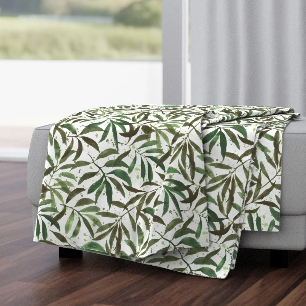 Throw Blanket - Zen Garden in Shades of Green