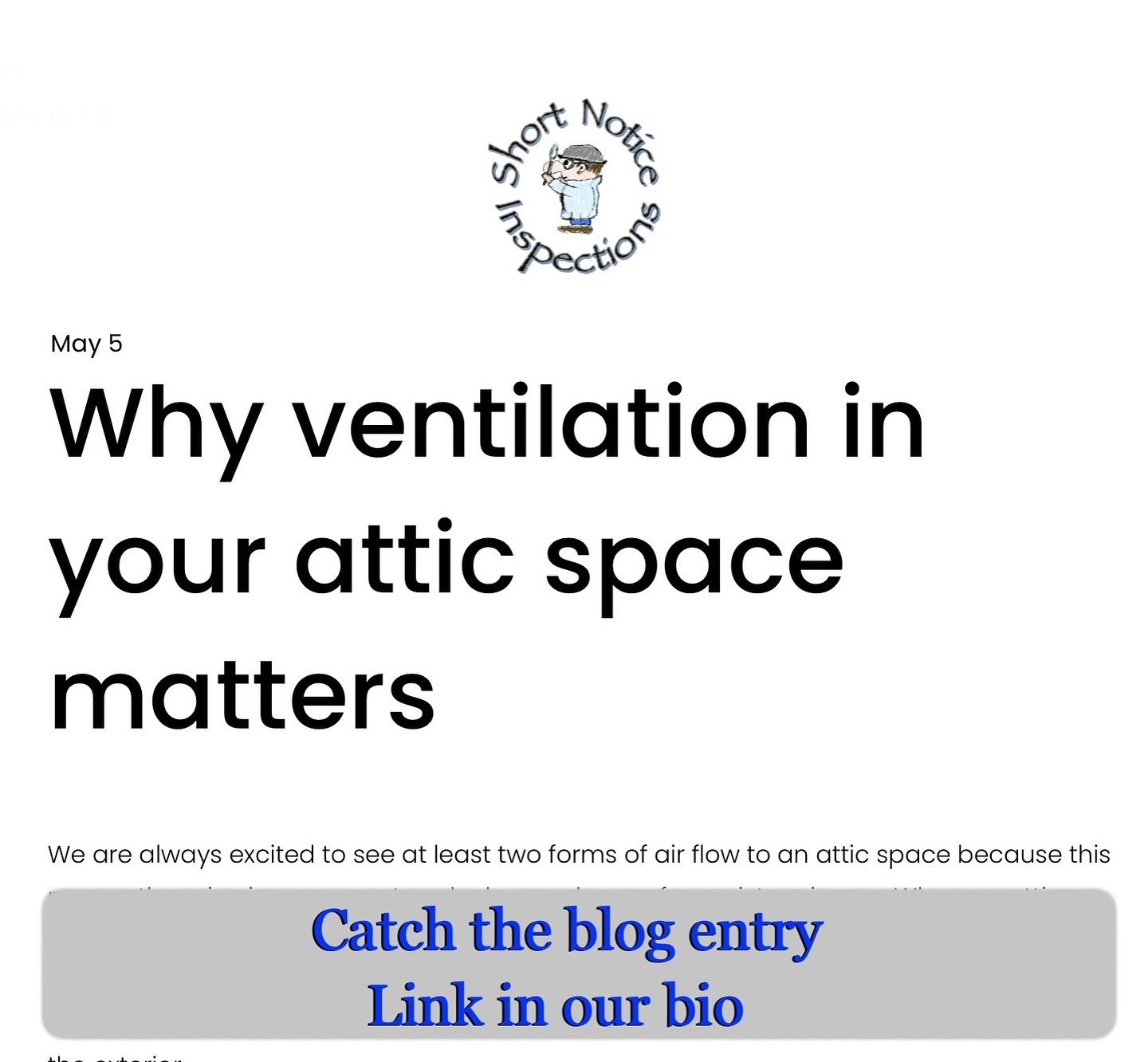 As you wind down this weekend, take a glance at the blog entry. Do you know what types of ventilation your attic has? 
Book with us @shortnoticeinspections to help you find out more about your home or potential home to be.🏠 
#homeinspection #homeown