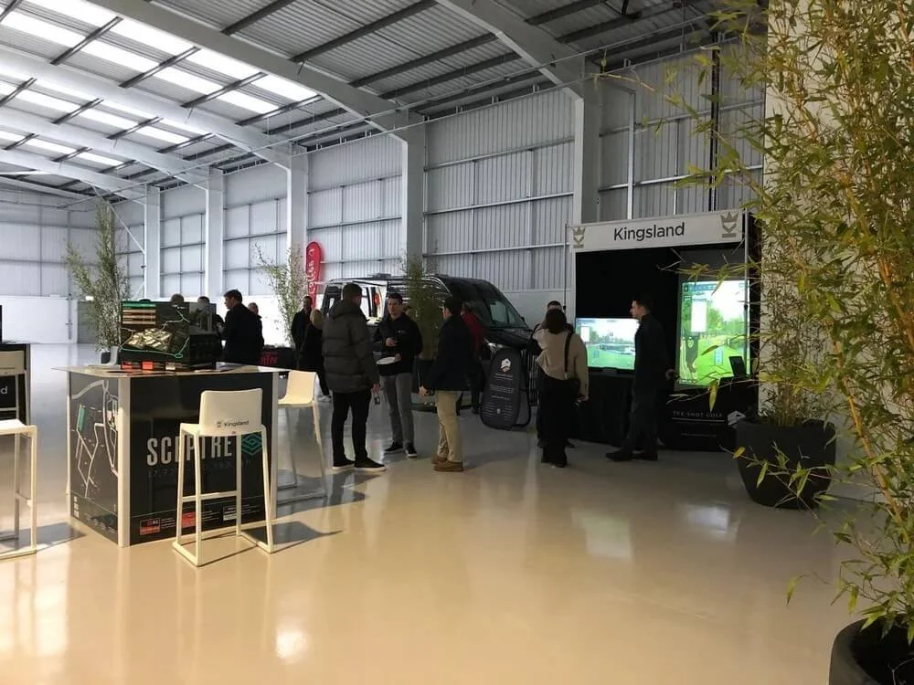 Commercial property launch with golf simulator and food truck.