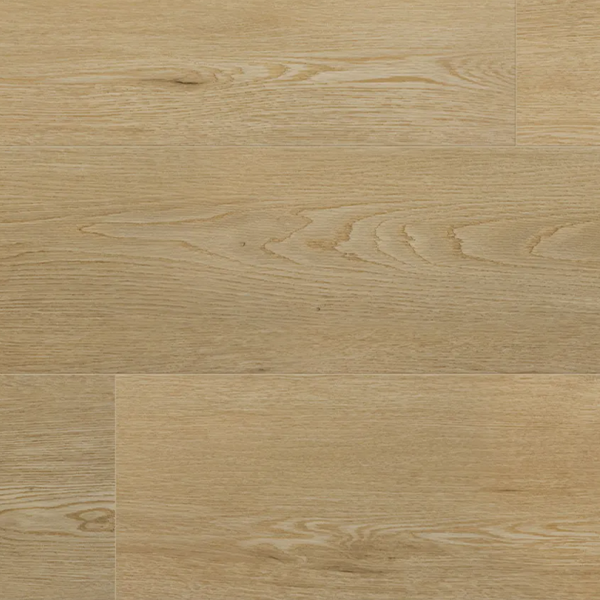 Detailed view of Clay LVT in the Wide Plank series by Portercraft, highlighting a natural, light brown wood effect with intricate grain patterns and a textured surface.