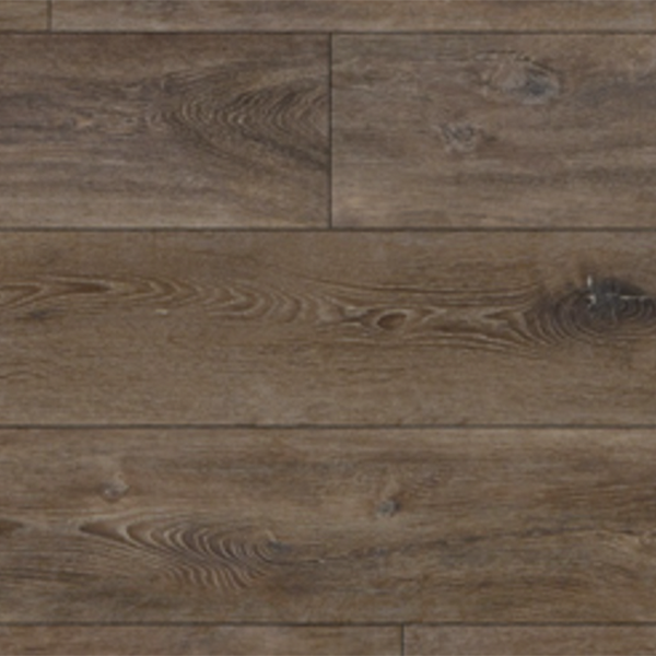 Close-up of Smoked Oak Luxury Vinyl Tile from the Timeless Oak Series by Jackson Vinyl, showcasing a brown color with subtle ashy tones and authentic oak wood grain details.