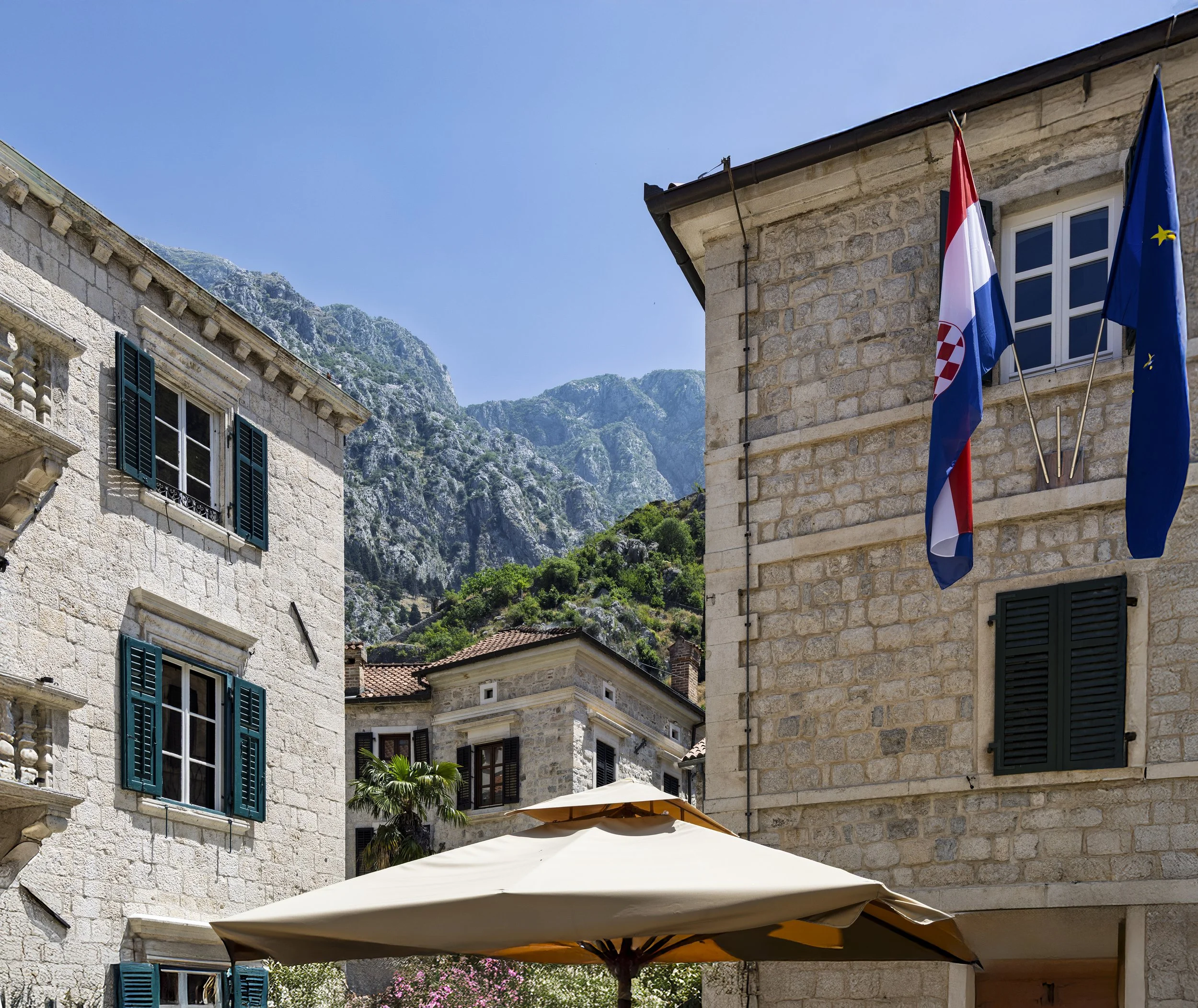 Looking up from the old town
