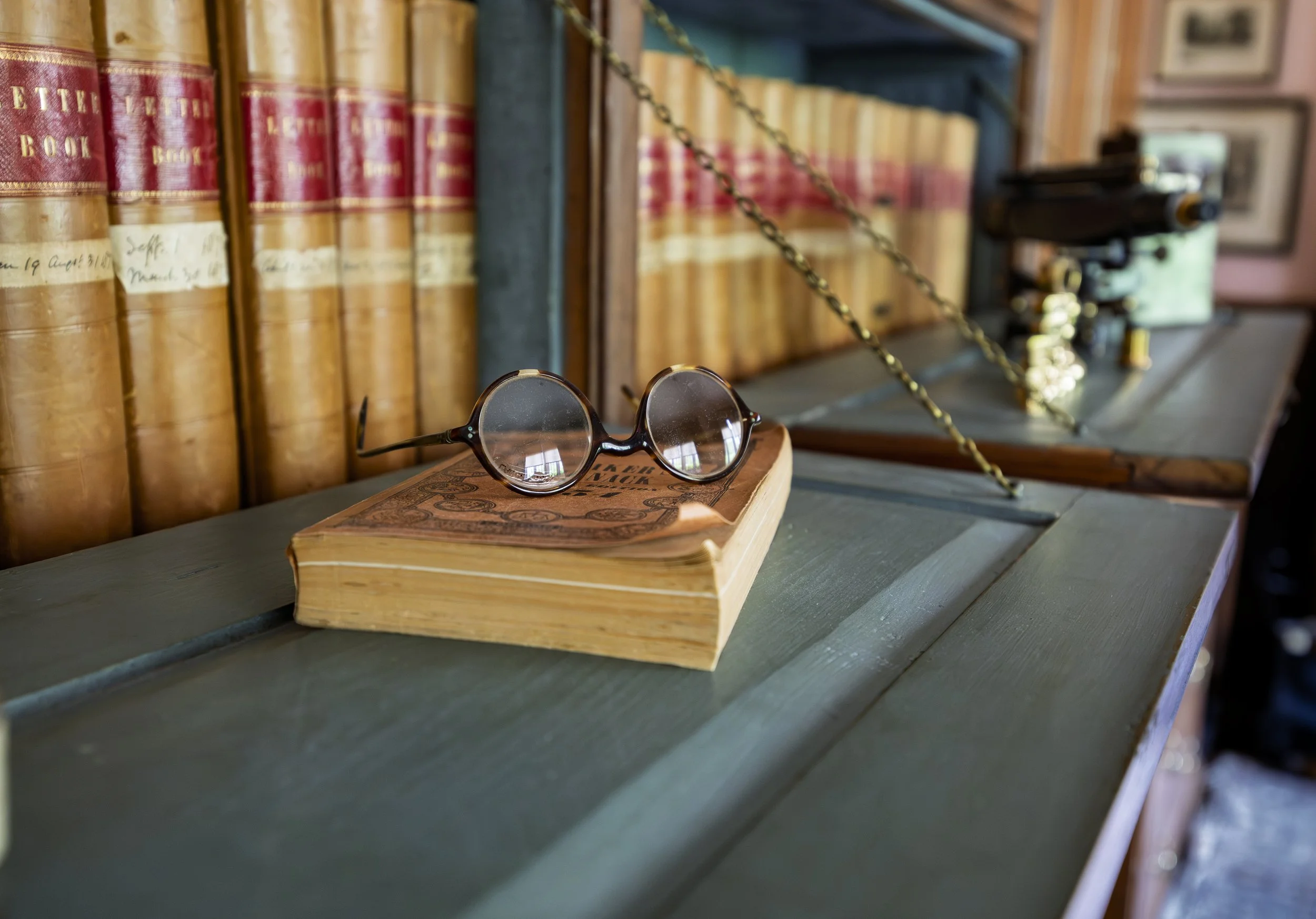 Glasses on Bookcase