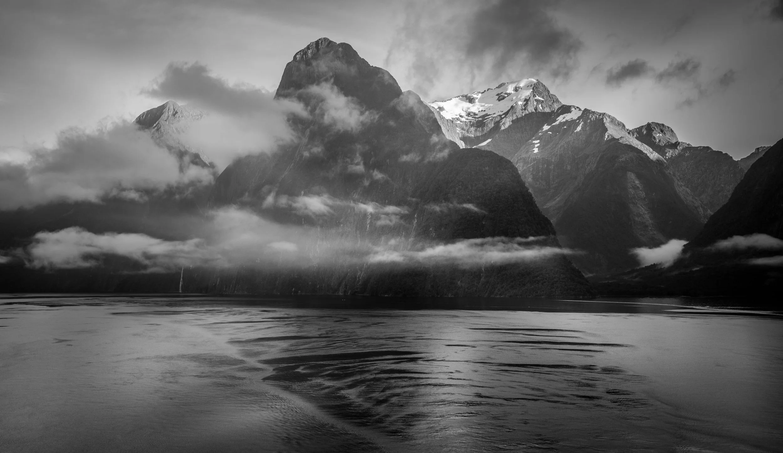 Black and White Milford Sound