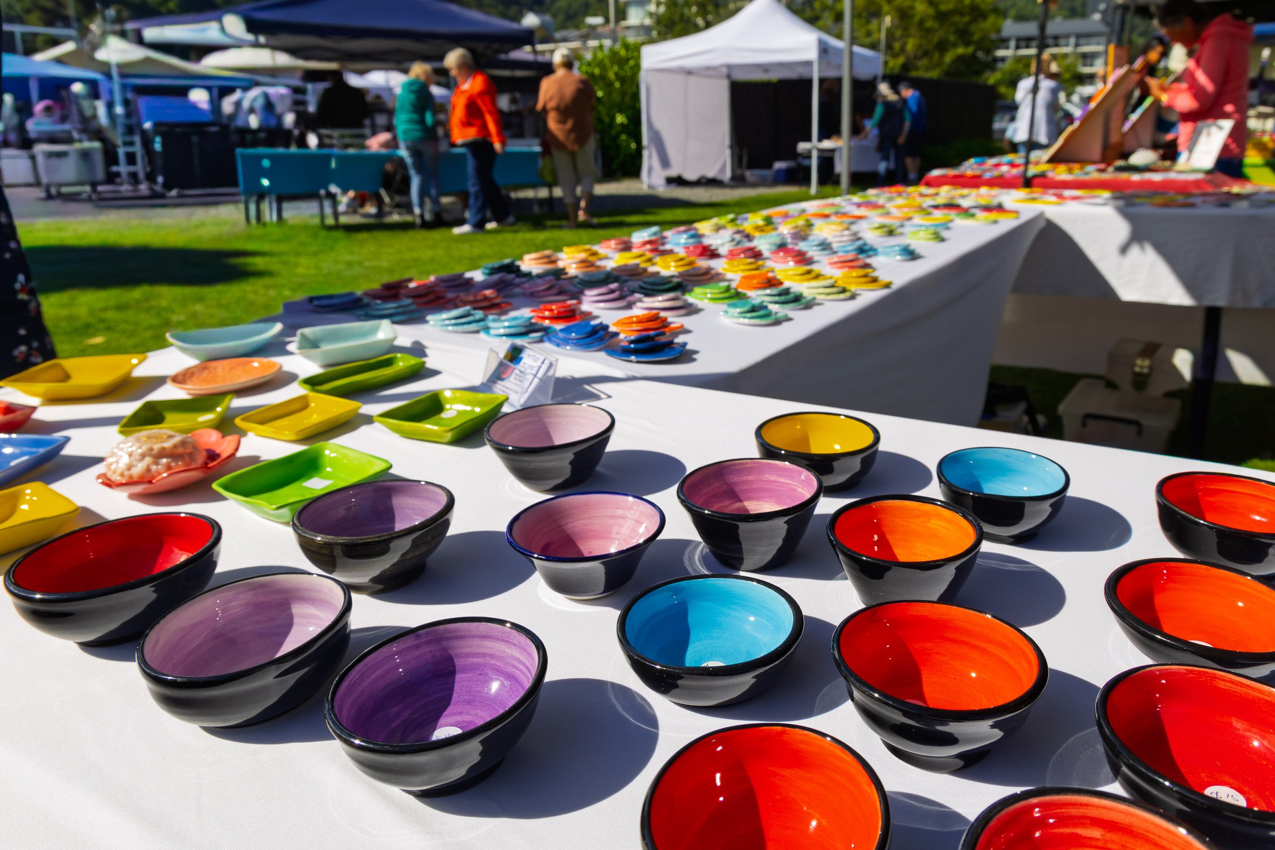 Coloured Bowls at Market in Picton