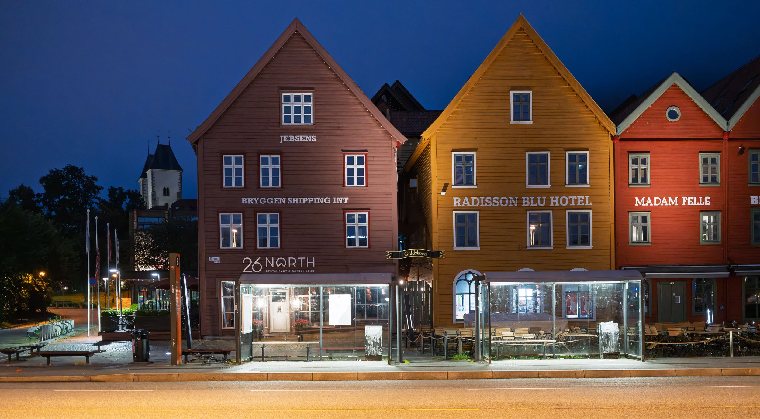 The Left Side of Bryggen Historical Buildings