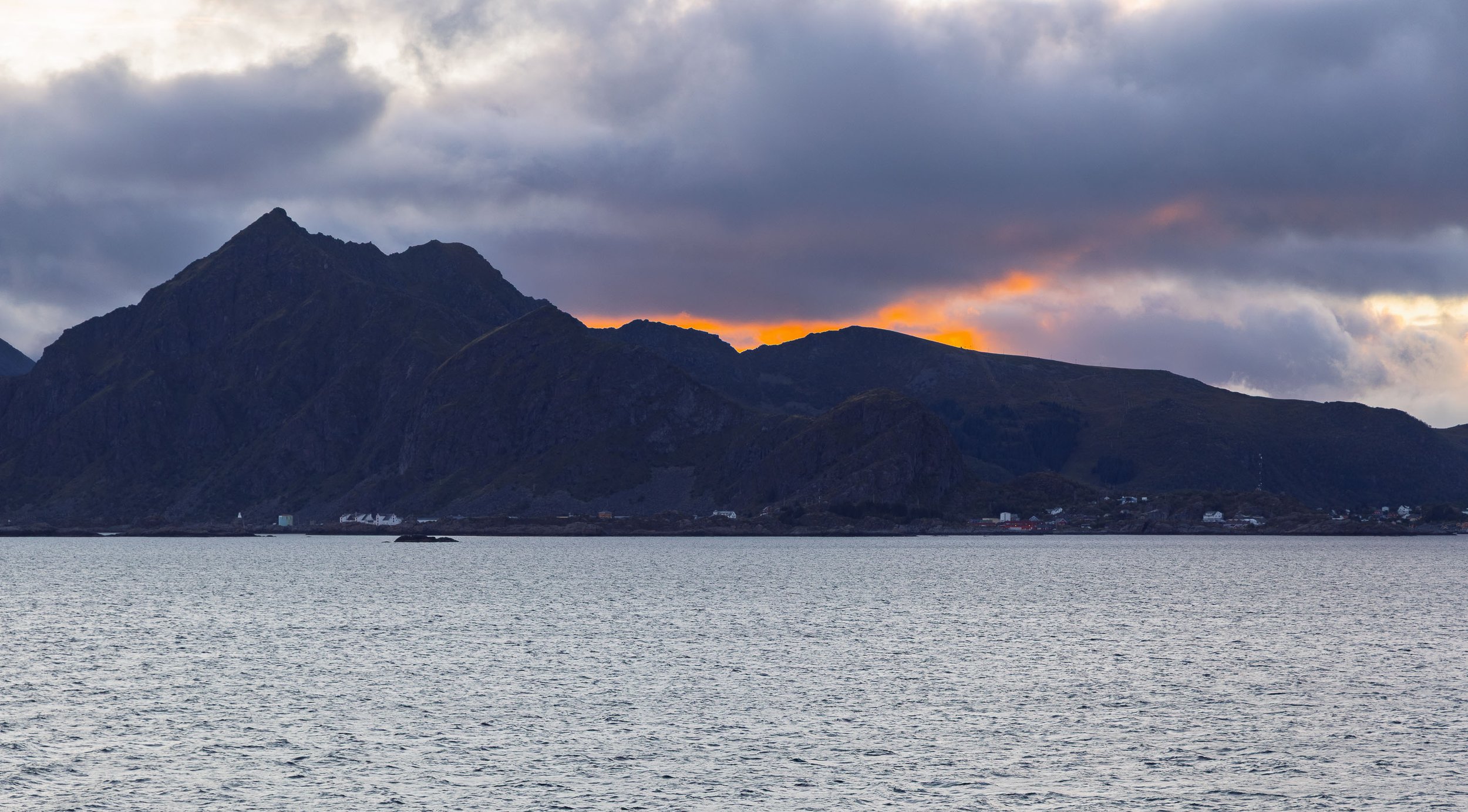 Sunset over the Approaching Lofoten Islands 