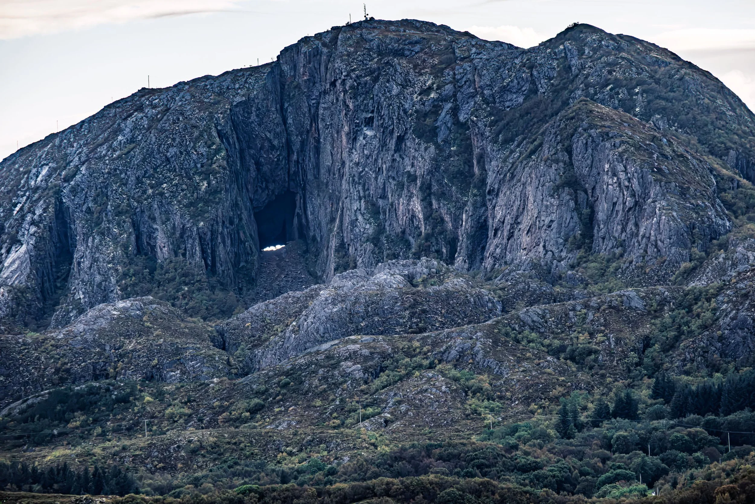 First Peek of the Hole in Torghatten