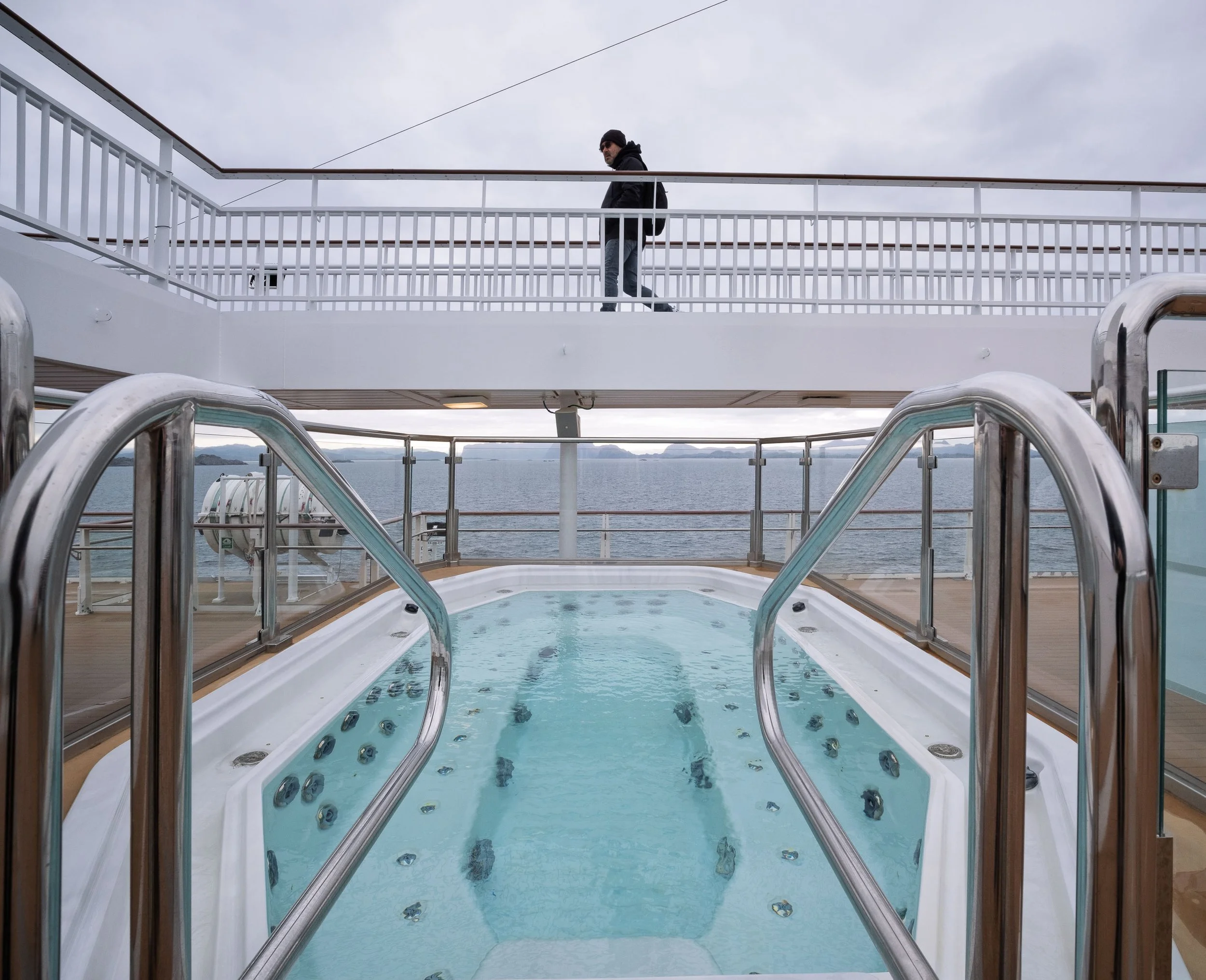 Walking over the Jacuzzi