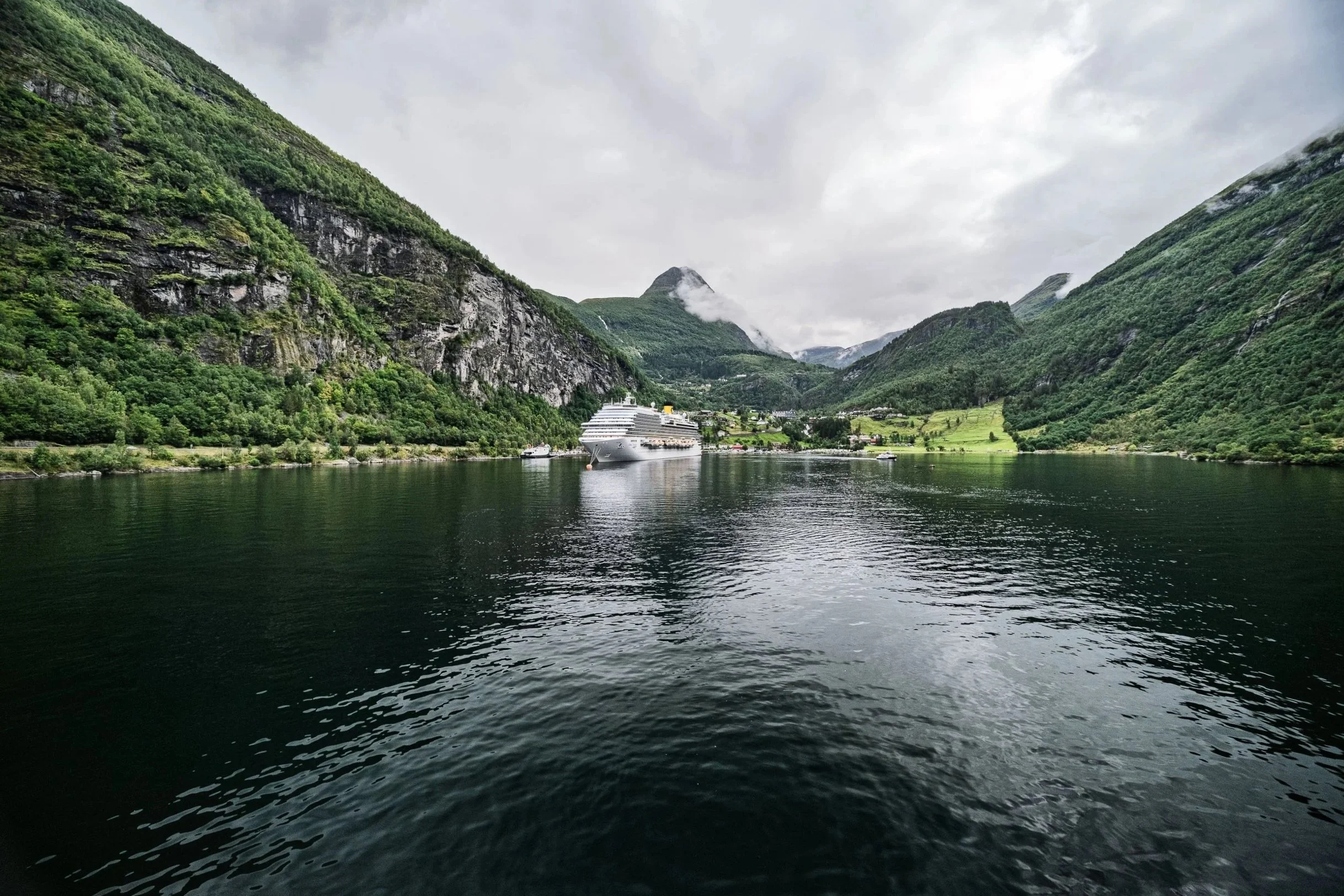 Costa ship at the end of the Fjord