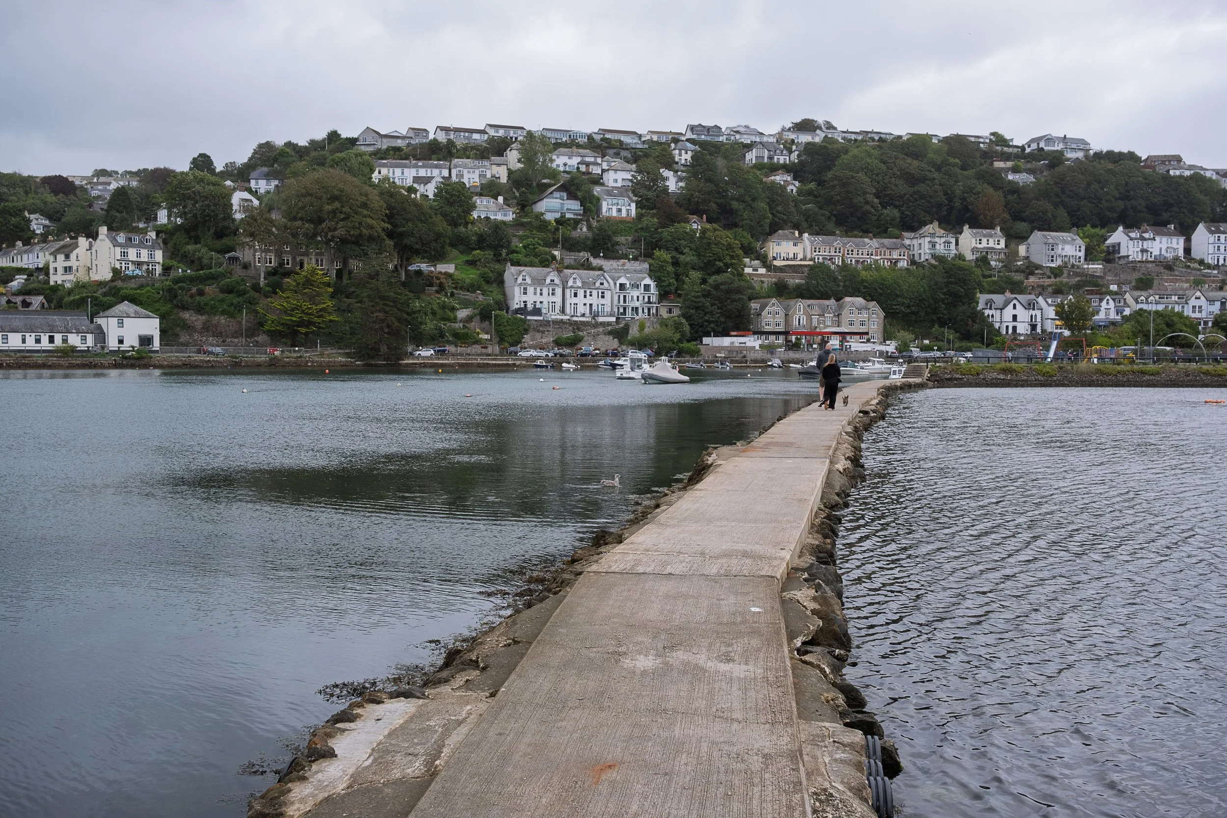 Walking on the Pond Wall at Looe