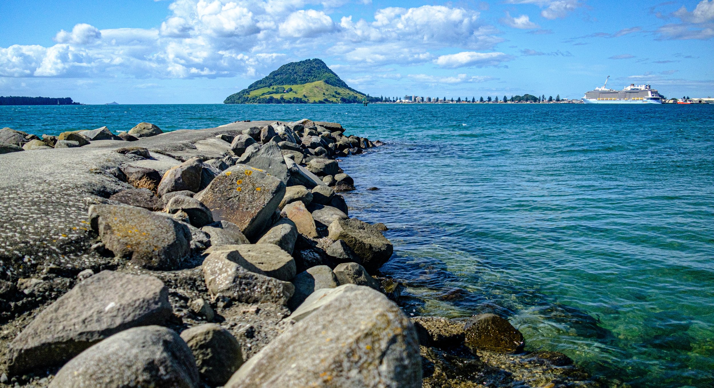 Mount Maunganui and Ship - Tauranga, NZ