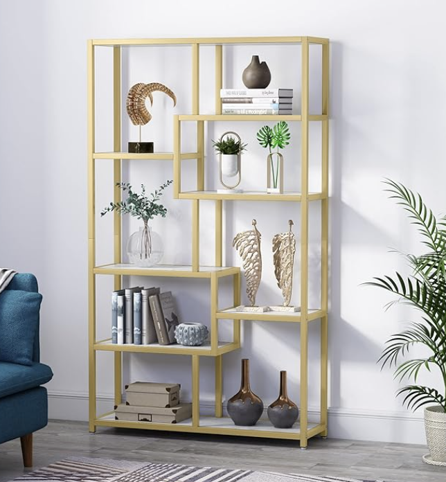 Amazon: Gold Bookcase with Faux Marble, Modern Book Shelves - £149.99