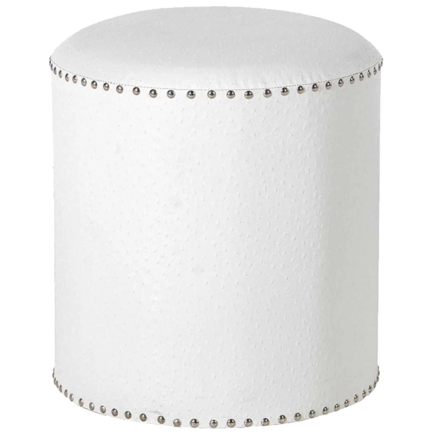 Faux leather dimpled round white stool