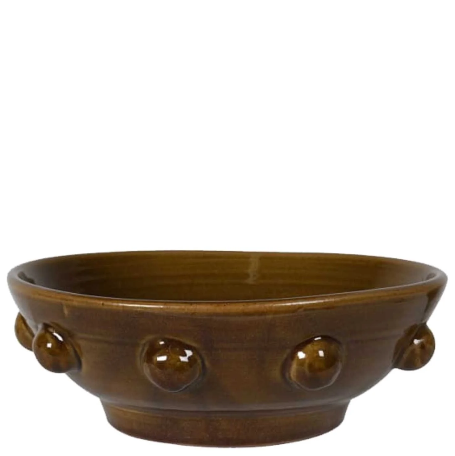 brown bowl with ball detail