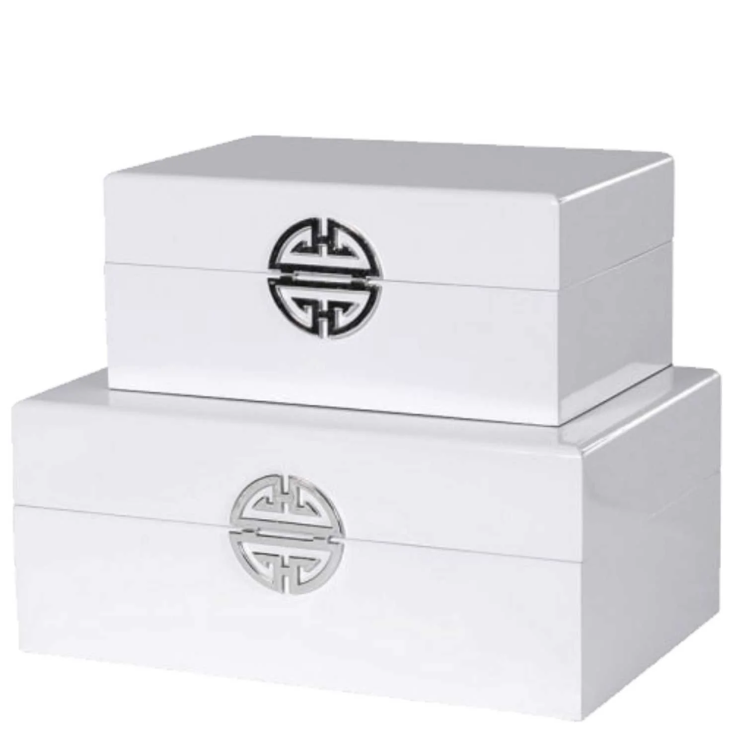 set of 2 white trinket boxes