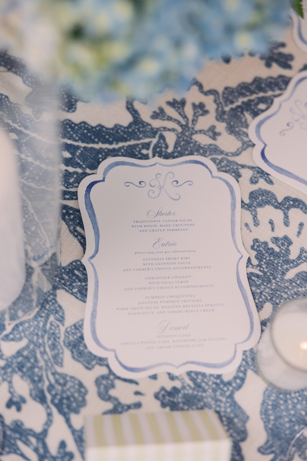 custom wedding reception escort cards, table numbers, and menus