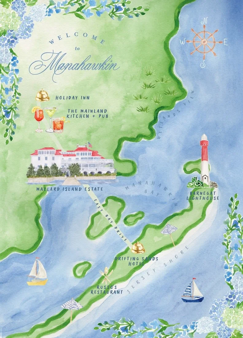 Mallard Island Estate Wedding Watercolor Map