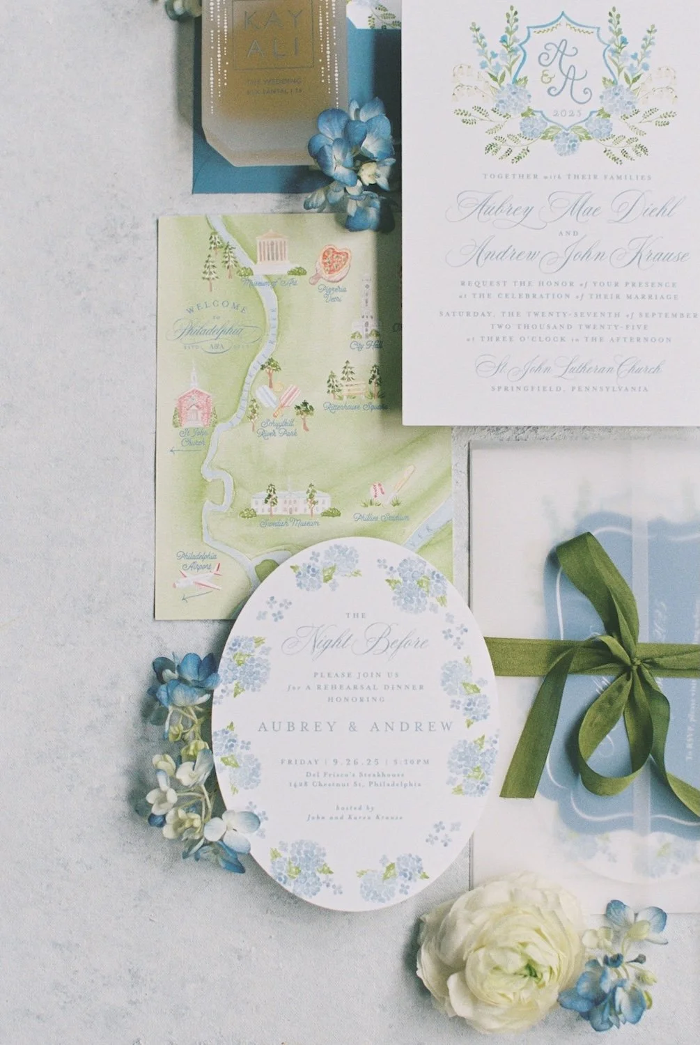 Philadelphia wedding watercolor map