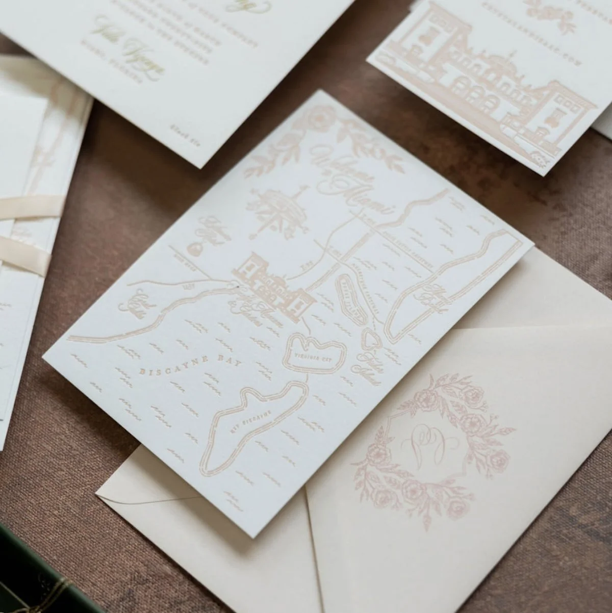 Villa Vizcaya Miami wedding letterpress map