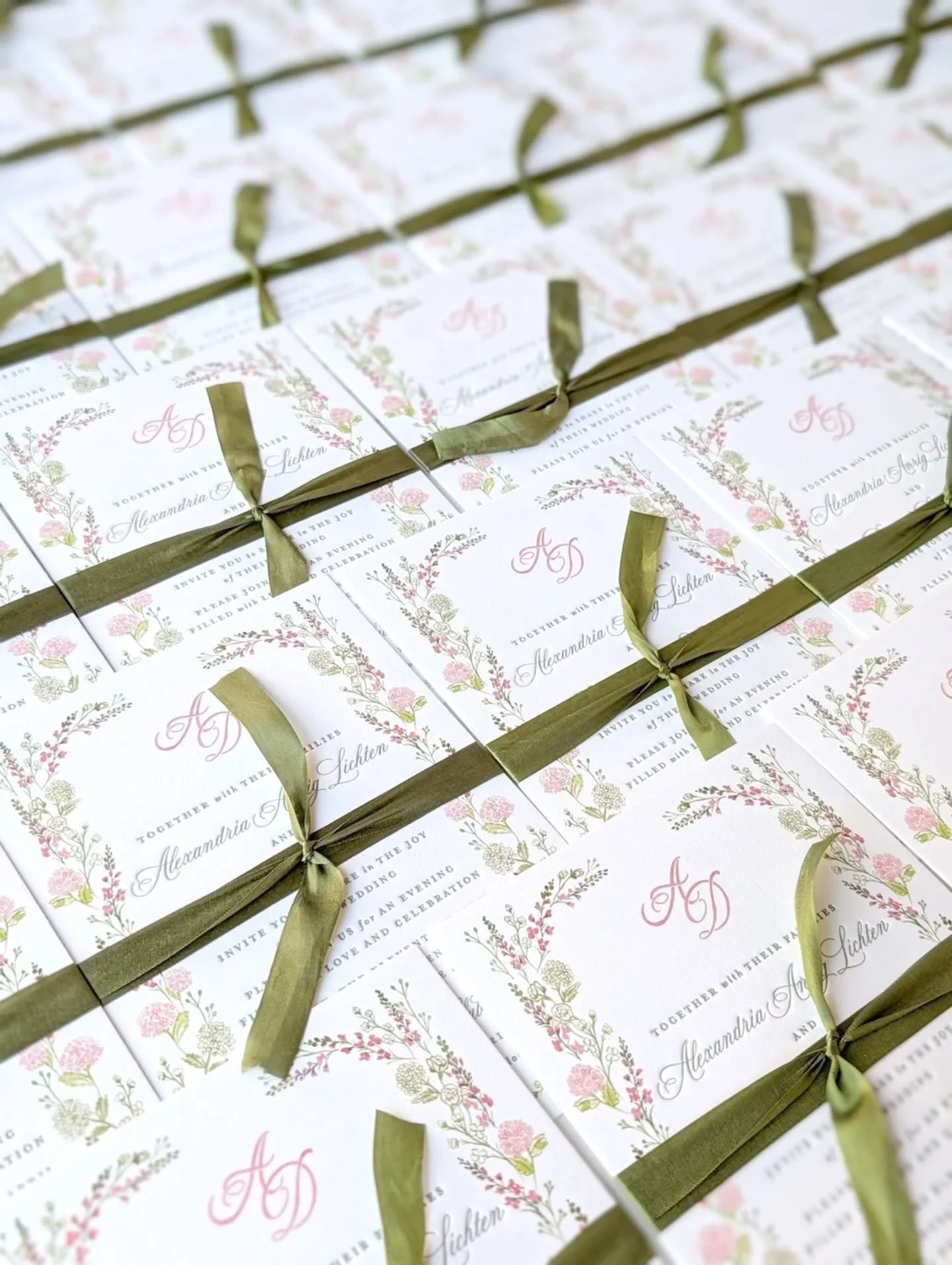 sneak peak of a wedding invitation suite for A&amp;D, with watercolor painted flowers paired with pillowy letterpress. I can&rsquo;t wait to reveal the whole suite!