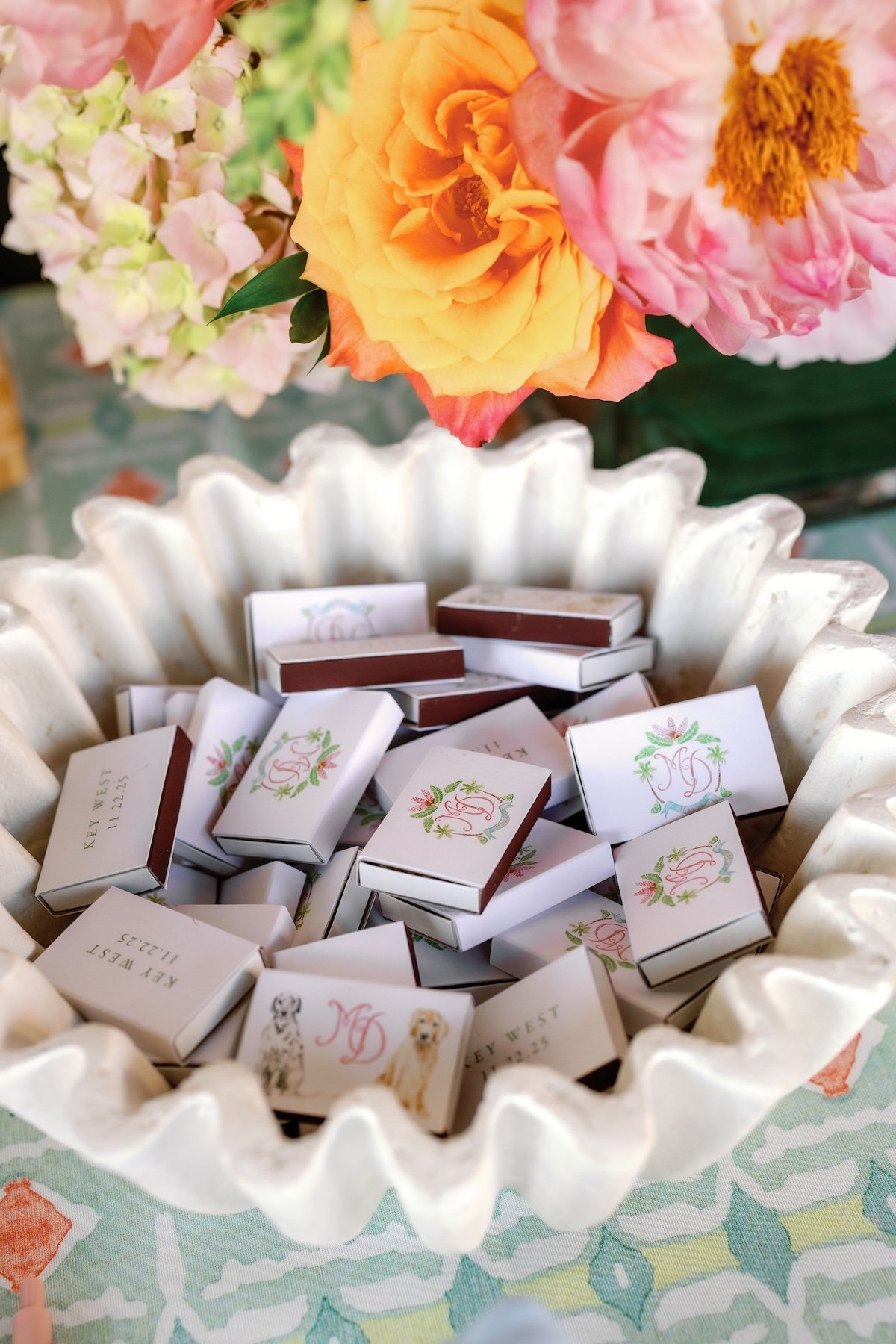 watercolor monogram wedding matches
