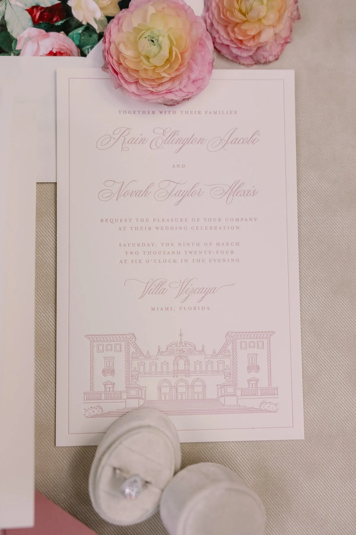 Vizcaya Gardens letterpress venue illustration