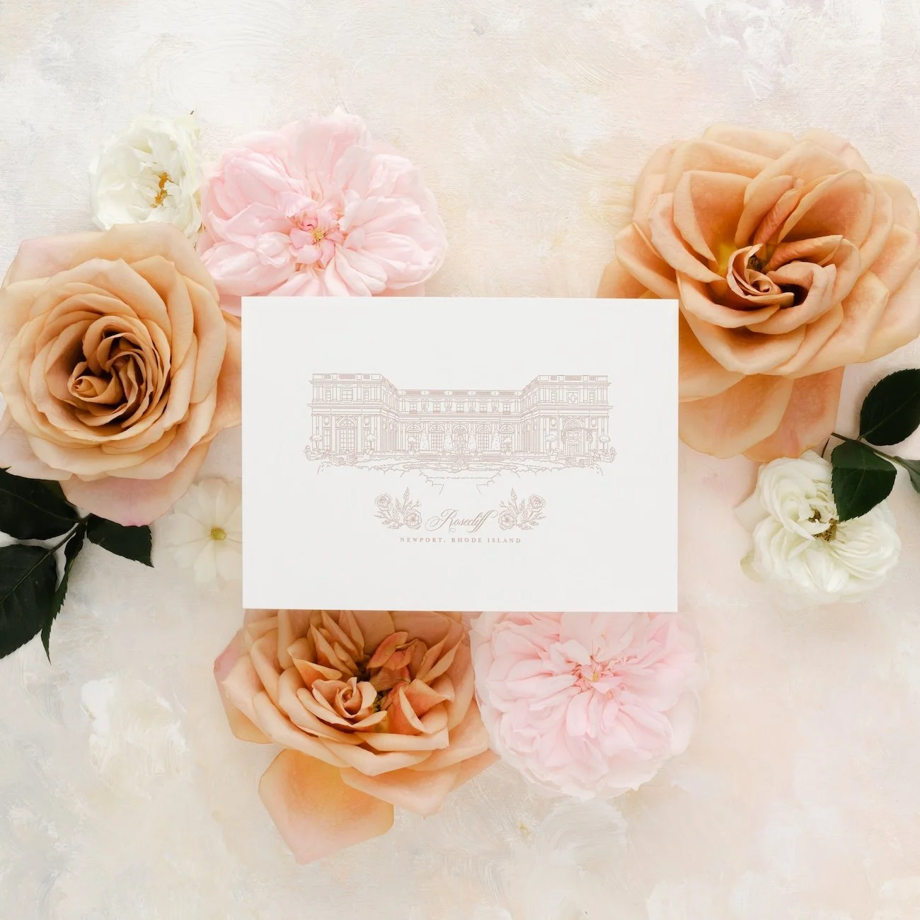 Rosecliff wedding venue sketch in Newport