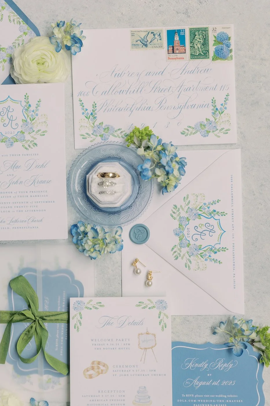 blue wedding invitation design