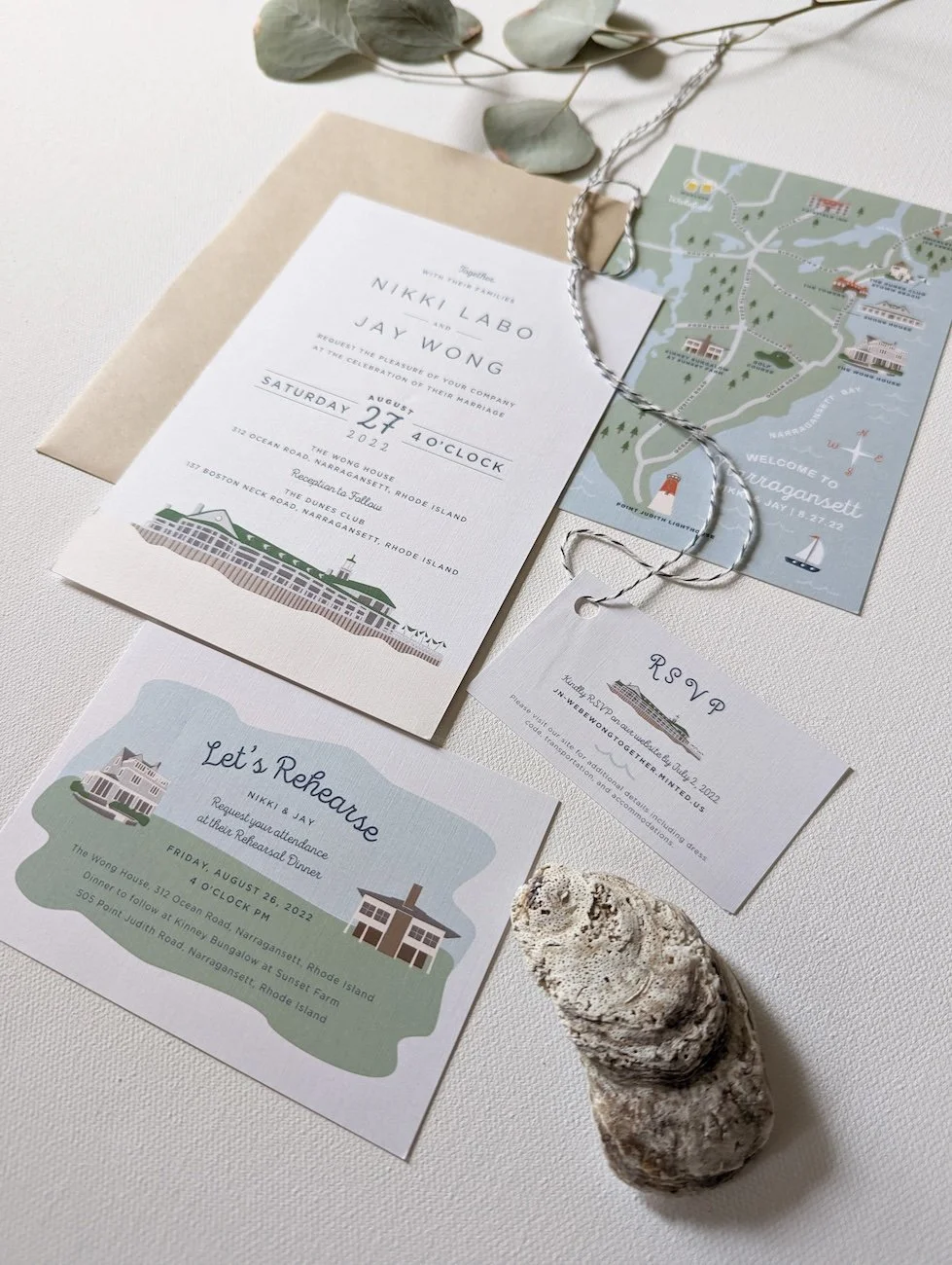 Custom wedding invitations inspired by venue
