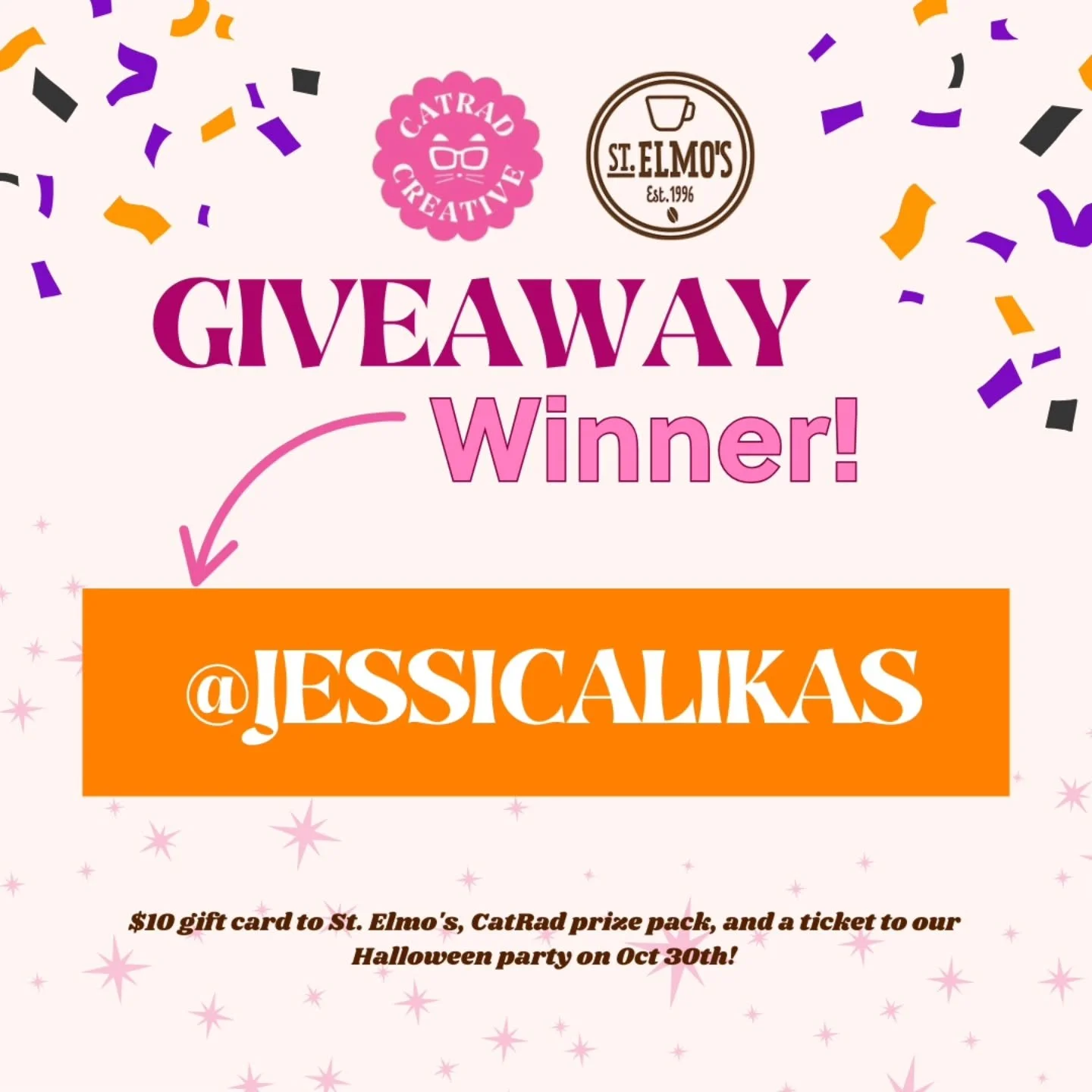 We have a winner!! 🎉🎉

@jessicalikas you are our Halloween Eve Party winner and get a FREE ticket our Halloween party on October 30th along with other goodies 🎃🎃 we will contact you via DM. 

Thanks for everyone that played! You can still grab ti
