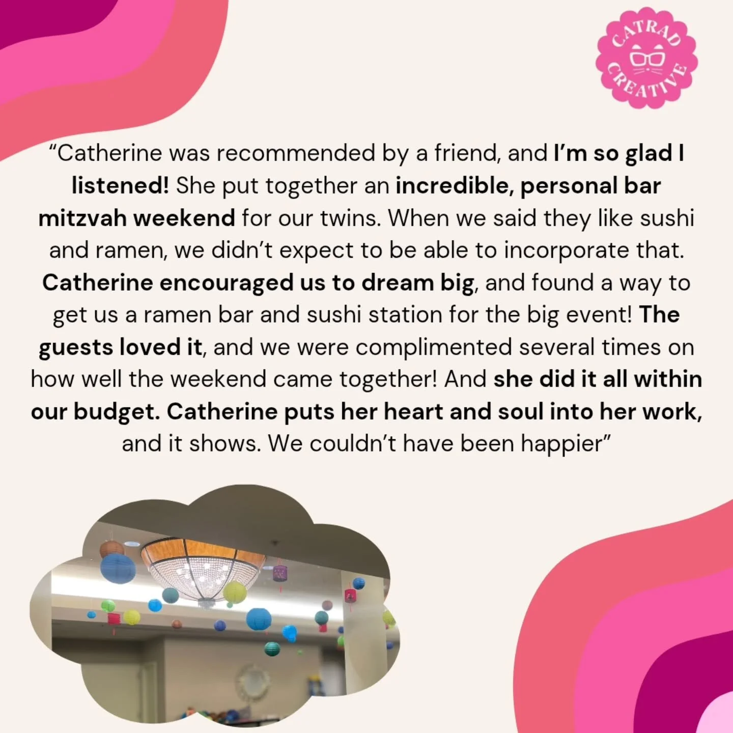 ​Mission accomplished! 💪

​It means the world to us when our passionate Creative Director gets a shoutout! A huge thank you to Dawn F. for the wonderful Google review. We work hard to deliver customized and authentic planning for each event, and you