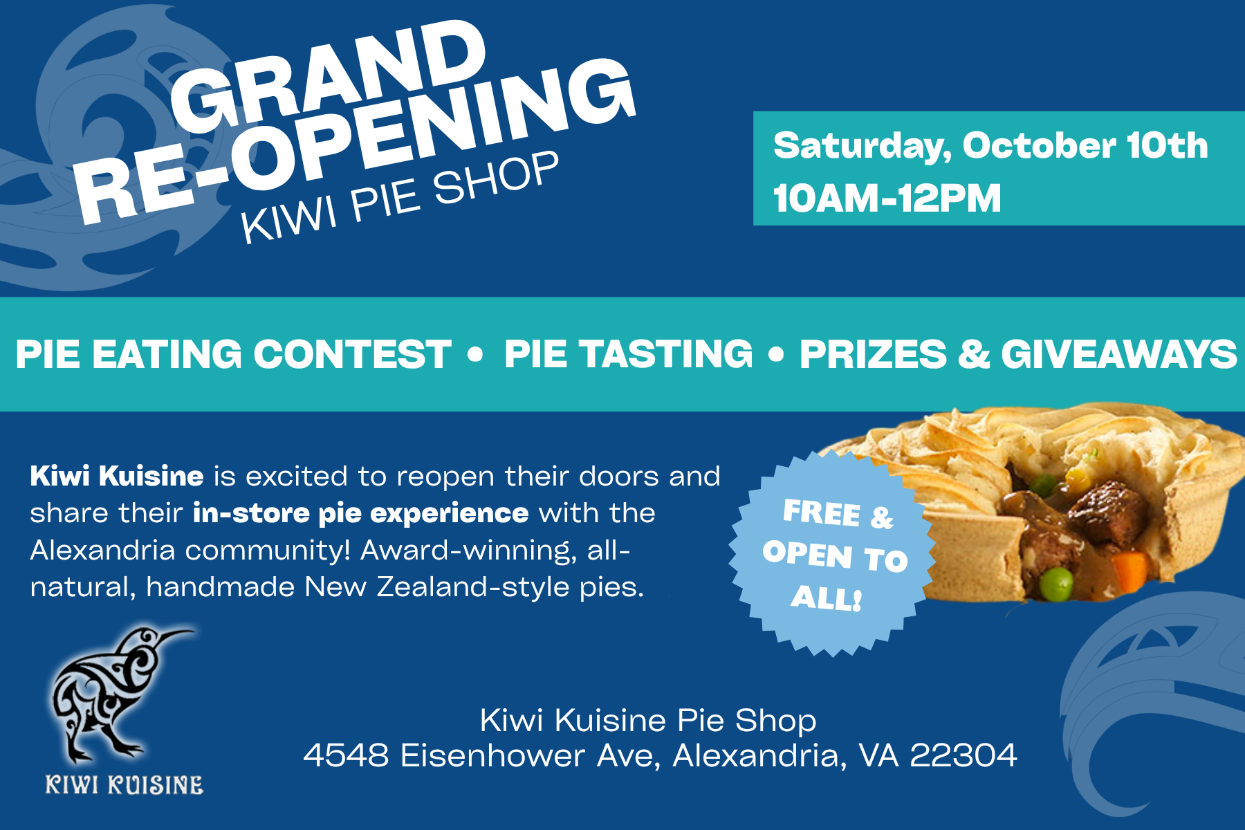 Kiwi Kuisine Pie Shop Grand Re-Opening!