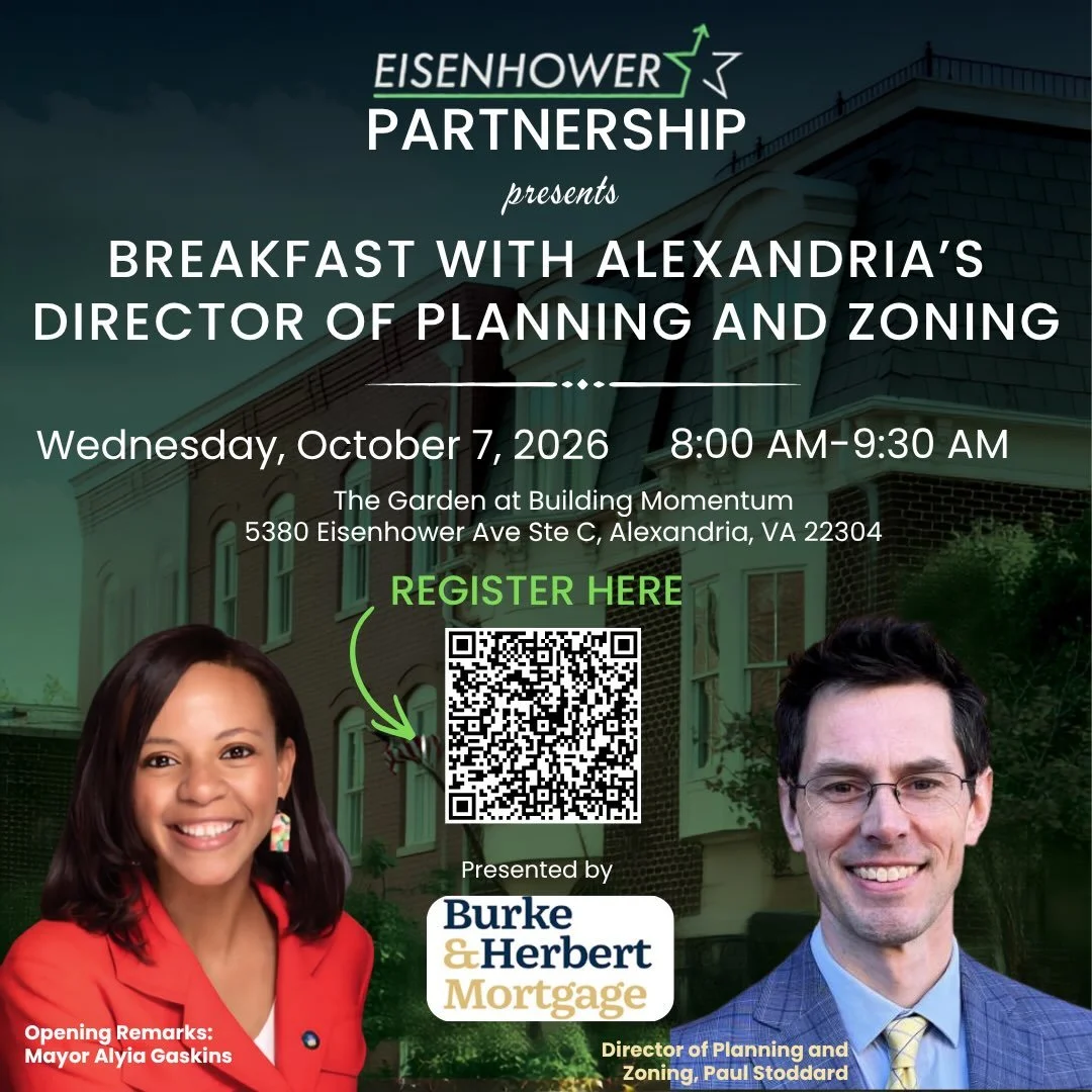 Rise &amp; Shine, Alexandria!

@eisenhowerpartnership is bringing you another breakfast filled with local insight and education! 🍳 

Join us for a conversation on all things Planning &amp; Zoning with Alexandria&rsquo;s Director of Planning &amp; Zo
