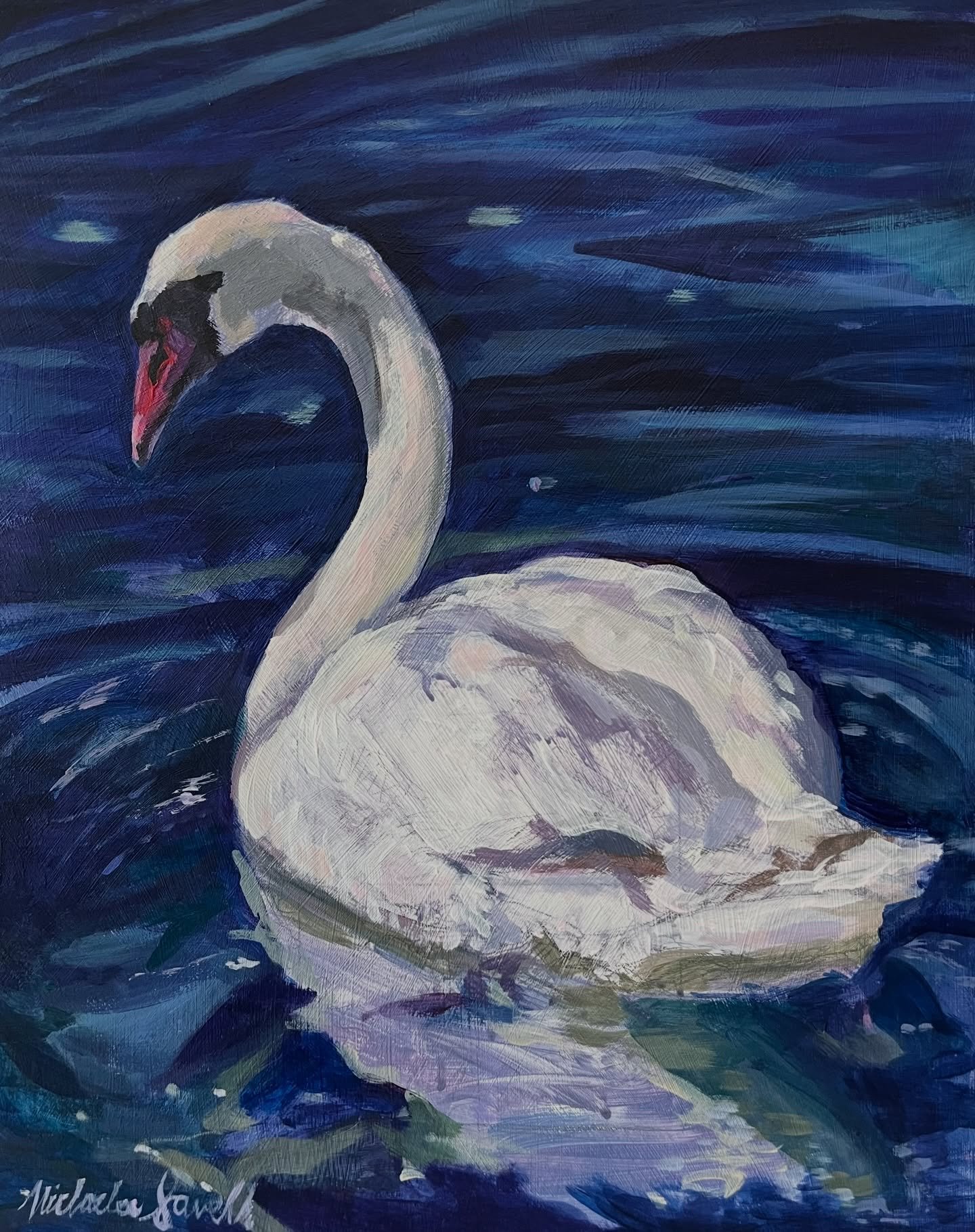 I&rsquo;m starting off 2026 strong with a new bird painting: &ldquo;New Patterns&rdquo;! When I was running around JP Pond in Boston last summer, I was struck by the contrast of this swan&rsquo;s stark white features against the pond water it swam in