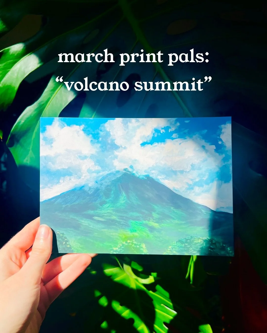 My March art print club, Print Pals, is getting this beauty in the mail in a few short days! This month&rsquo;s art print - called &ldquo;Volcano Summit&rdquo; - pulls from one of my favorite paintings in the archives: a wedding painting for dear fri
